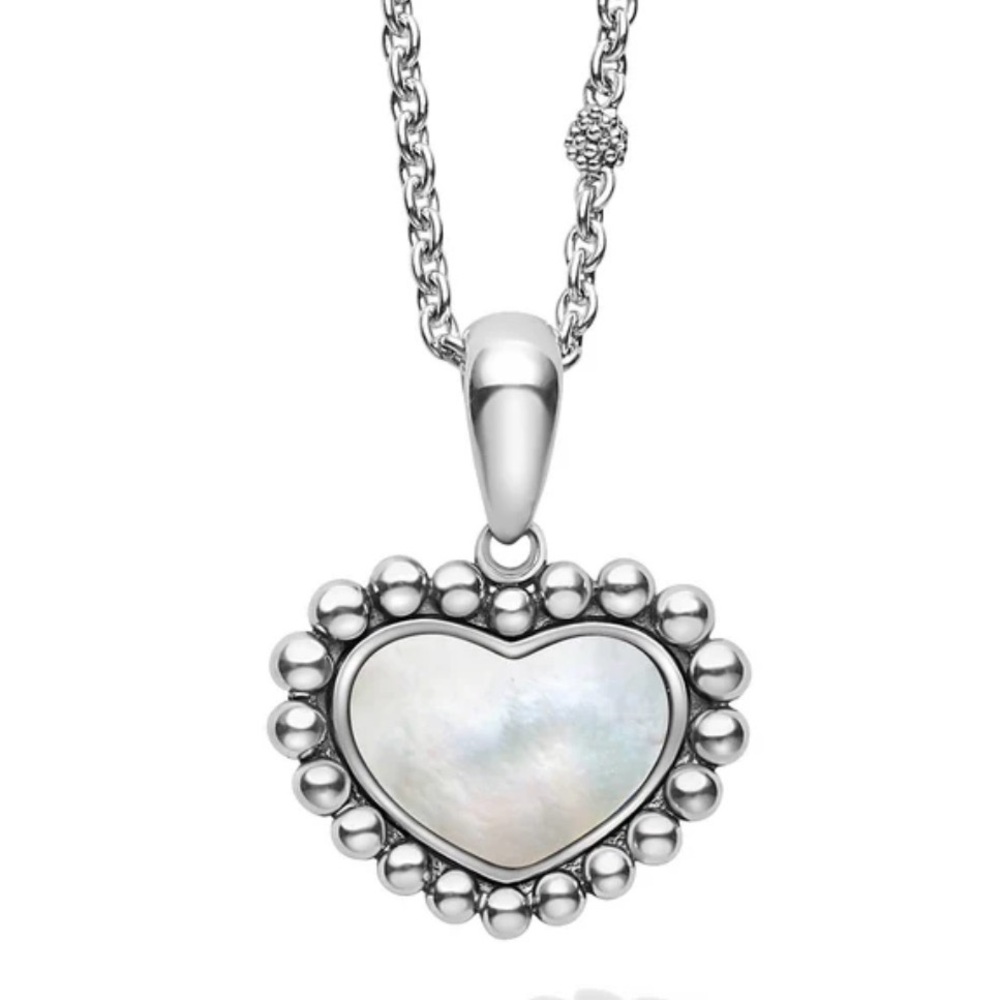 LAGOS Silver Heart Necklace with Mother-of-Pearl
